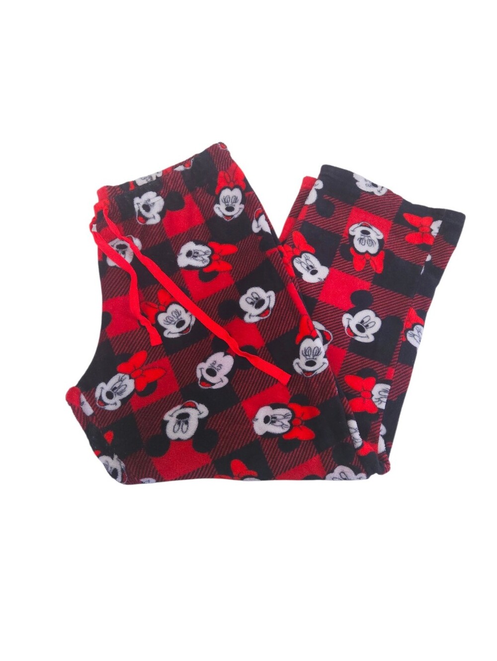 Disney Red and Black Minnie & Mickey Mouse Plaid Pajama Pants Size Large